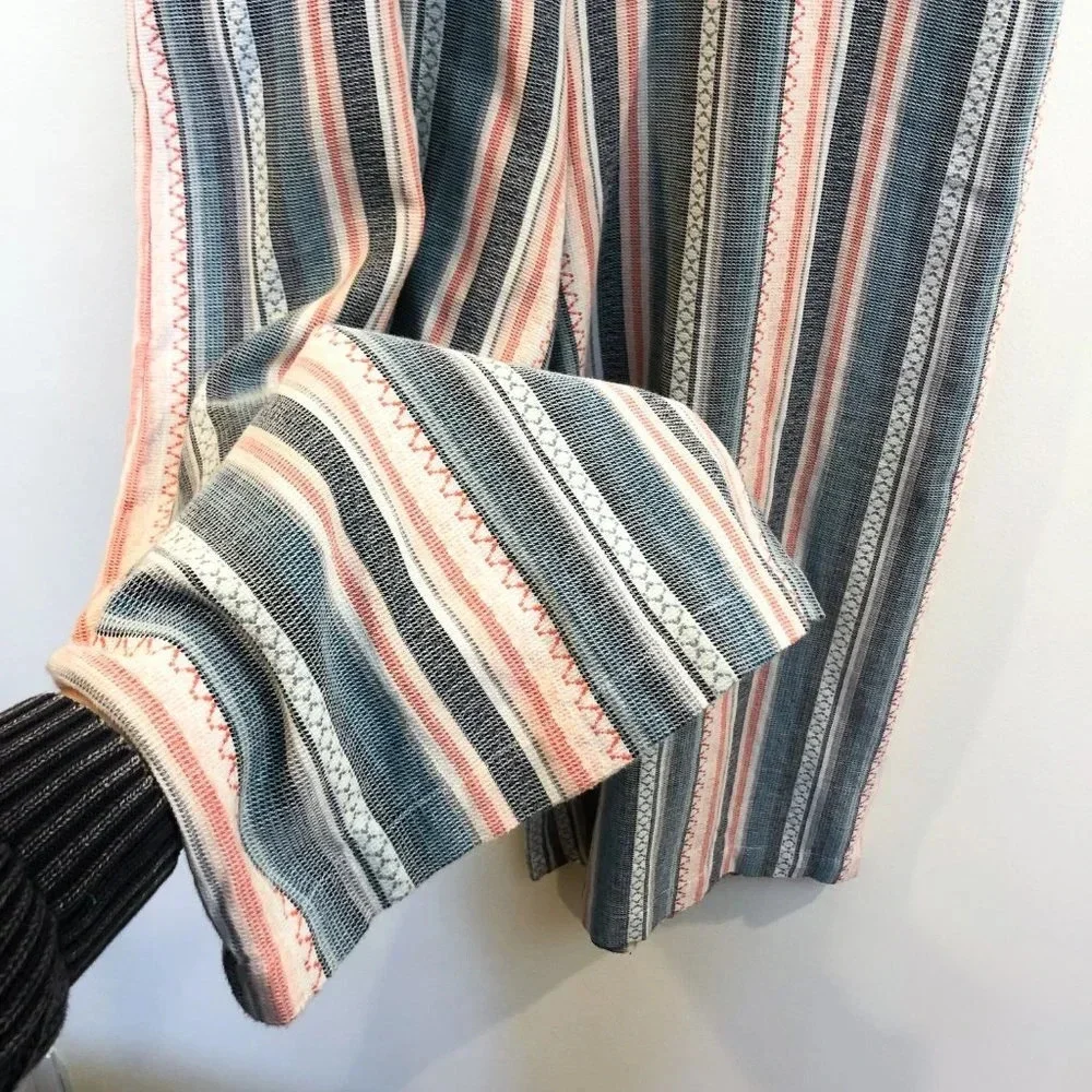 The Odells Striped V Neck Cropped Wide Leg Tassled Beach Vacation Romper XS - Picture 3 of 11